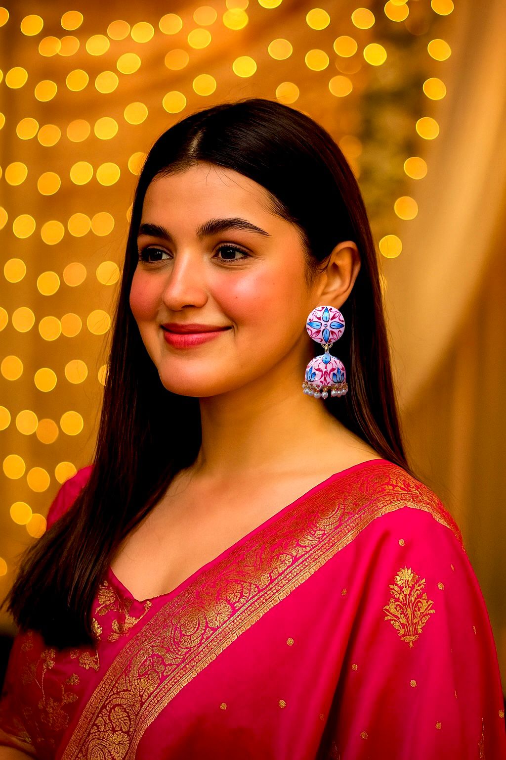 Meenakari Flower Print Partywear Earring