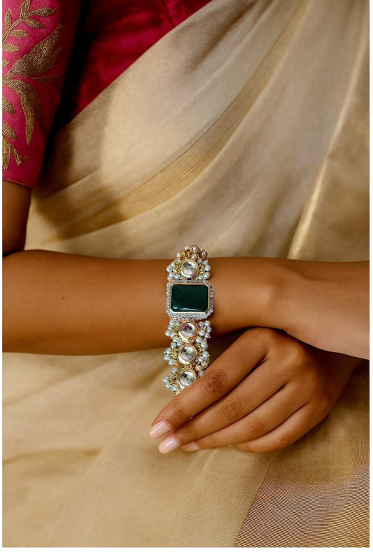 AD with Monalisa Stone Kundan Beaded Bracelet
