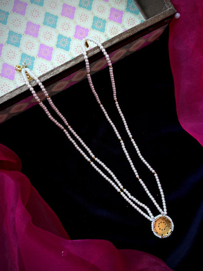 Pachi Kundan Pendant Pearl Mala Necklace