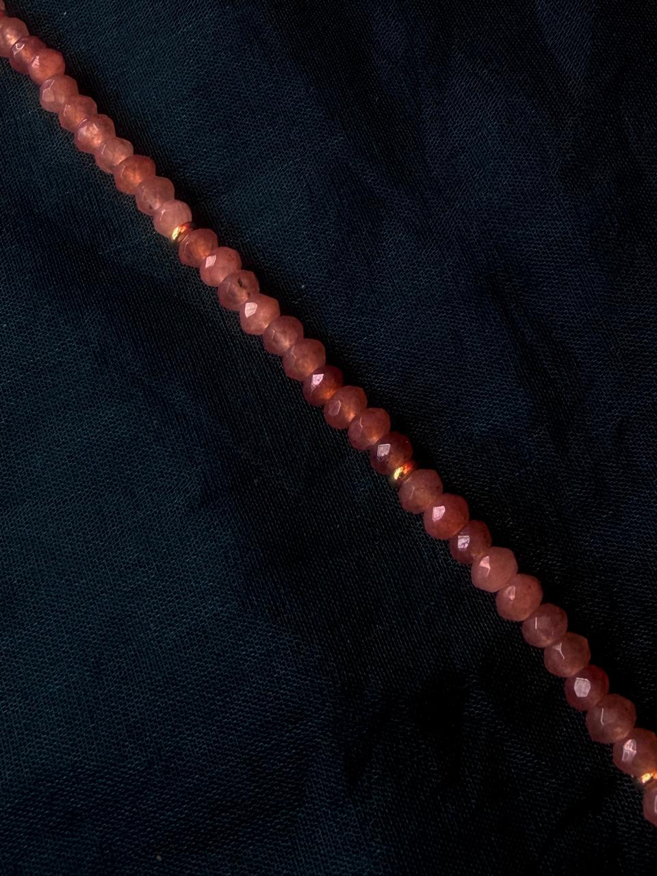 Stone Beads Golden Ring Single Layer Mala