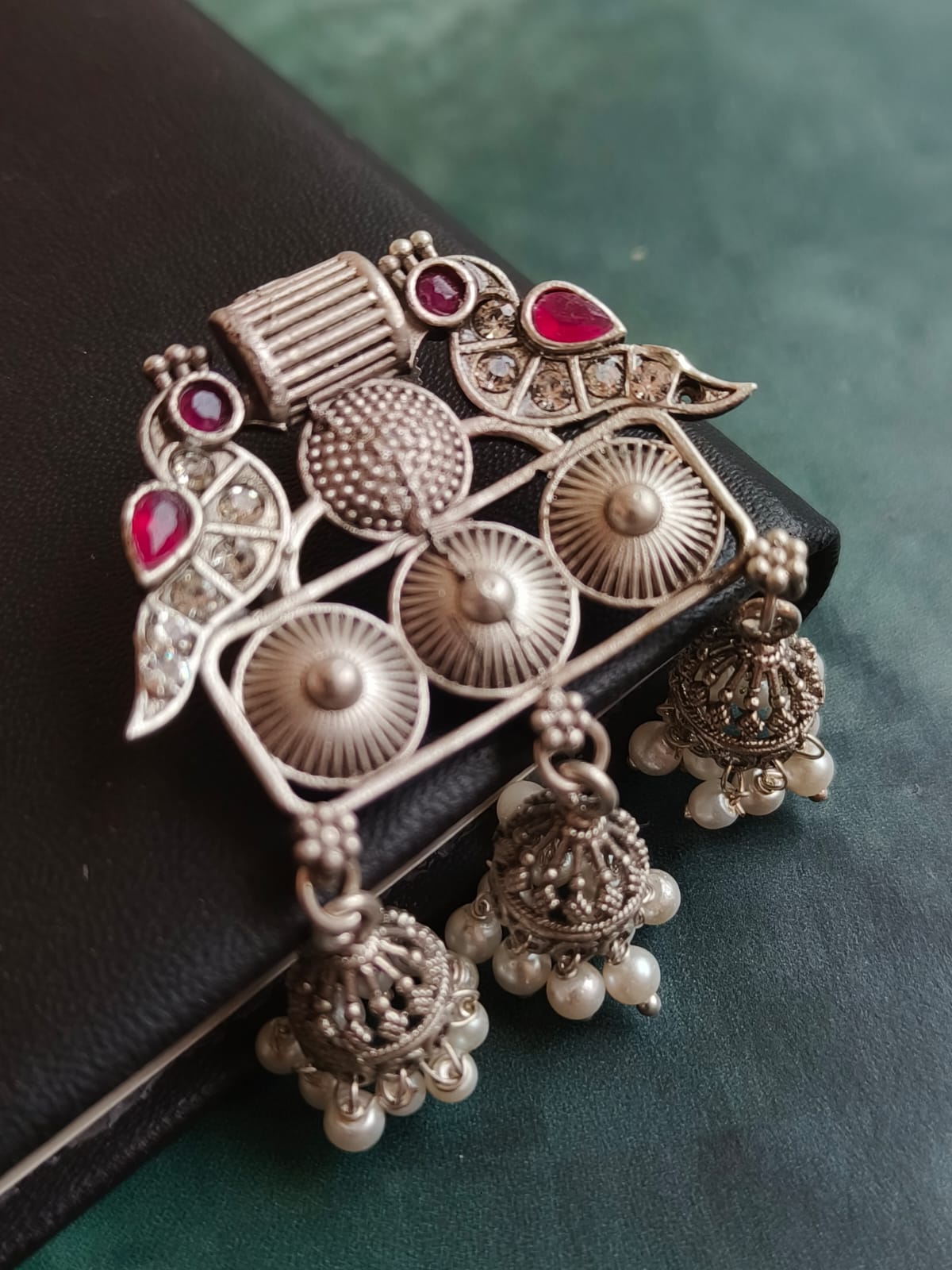 Silver Replica Ethnic Bird Shape with Three Jhumki Earring