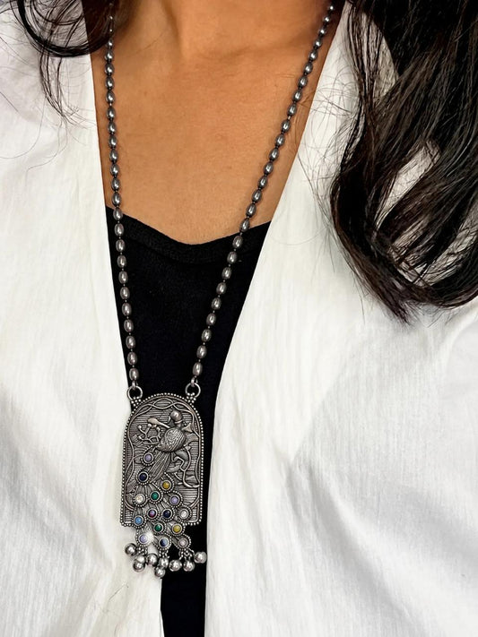 Oxidized Pendant Chain Necklace