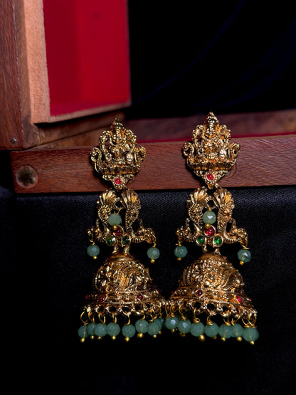 Matt Finish Golden Temple Earring