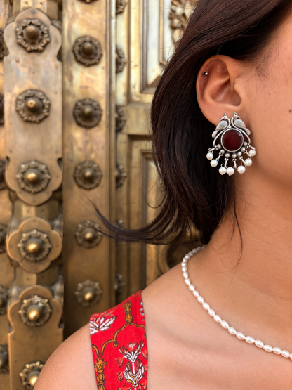 Monalisa Stone Peacock shape Stud Earring