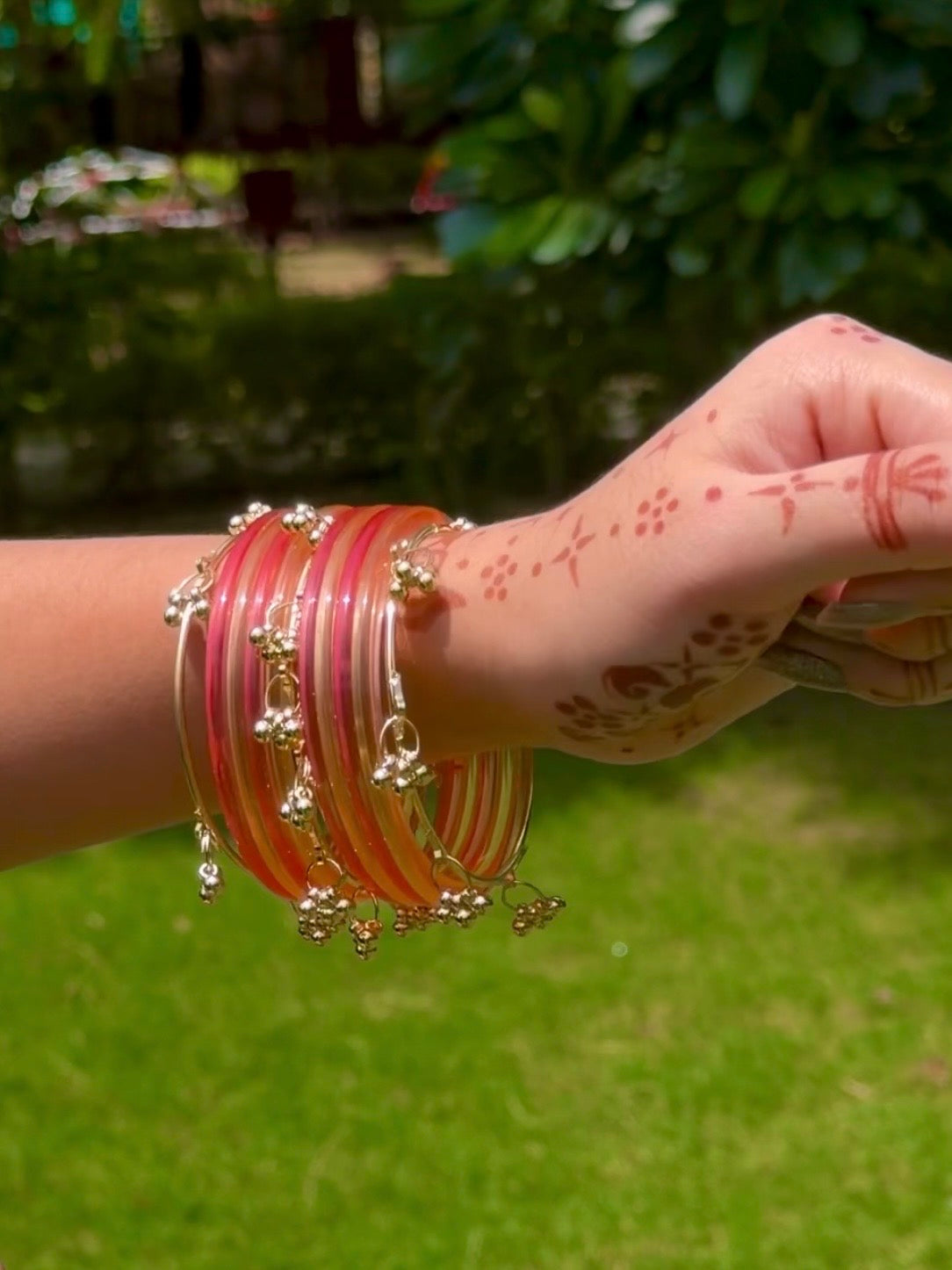Acrylic Bangles with Metal Bangles set