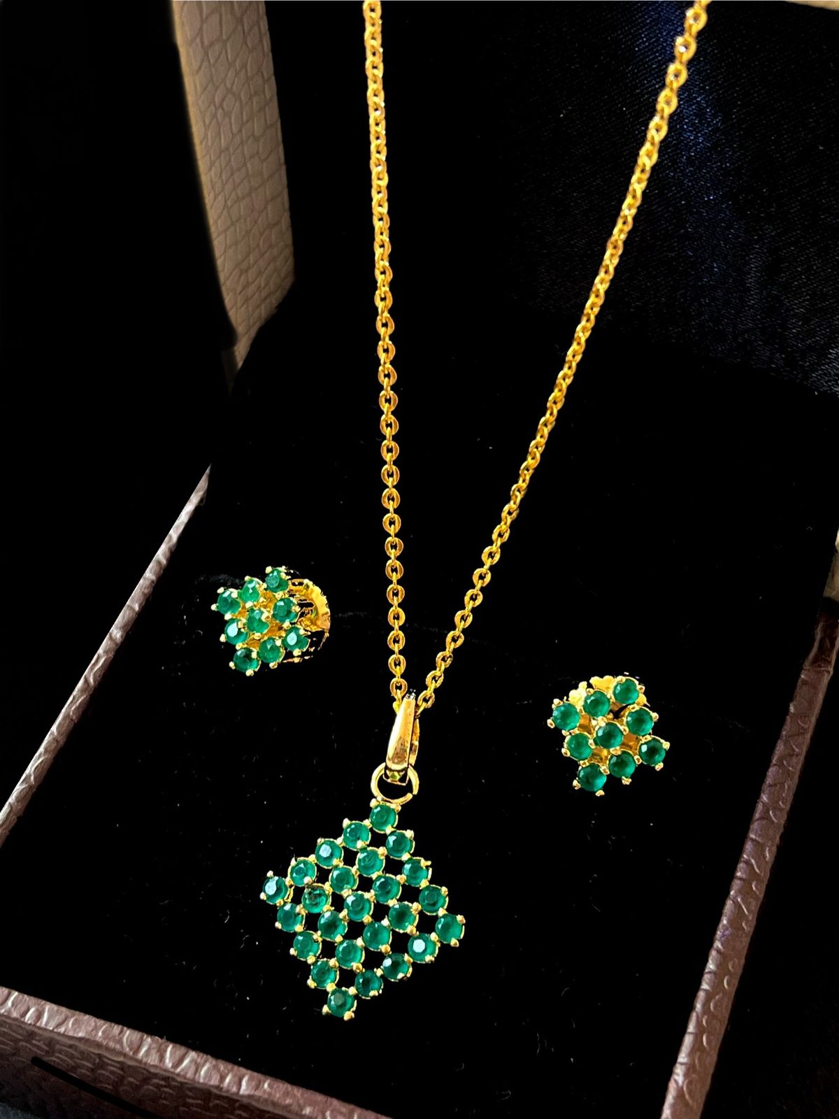 AD Square Pendant with Earring Set