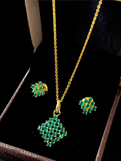 AD Square Pendant with Earring Set