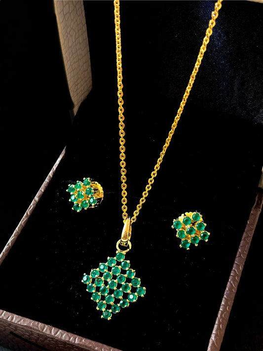 AD Square Pendant with Earring Set