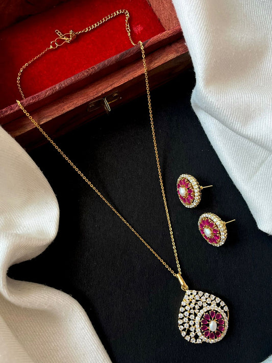 AD pendant Necklace with Earring Partywear Set