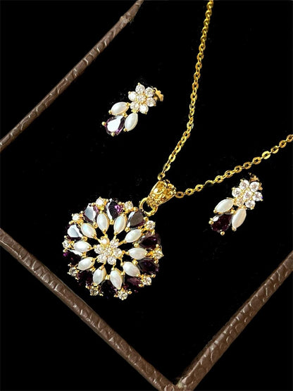 AD with Pearl Pendant Necklace with Earring set