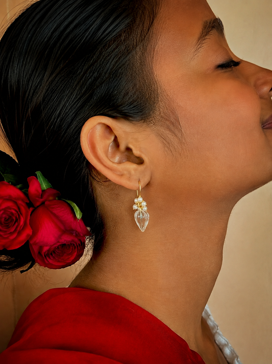 Crystal Stone Gold Plated 92.5 Silver Earring