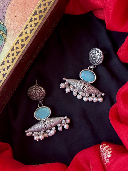 Monalisa Stone Black Polish Antique Look Earring