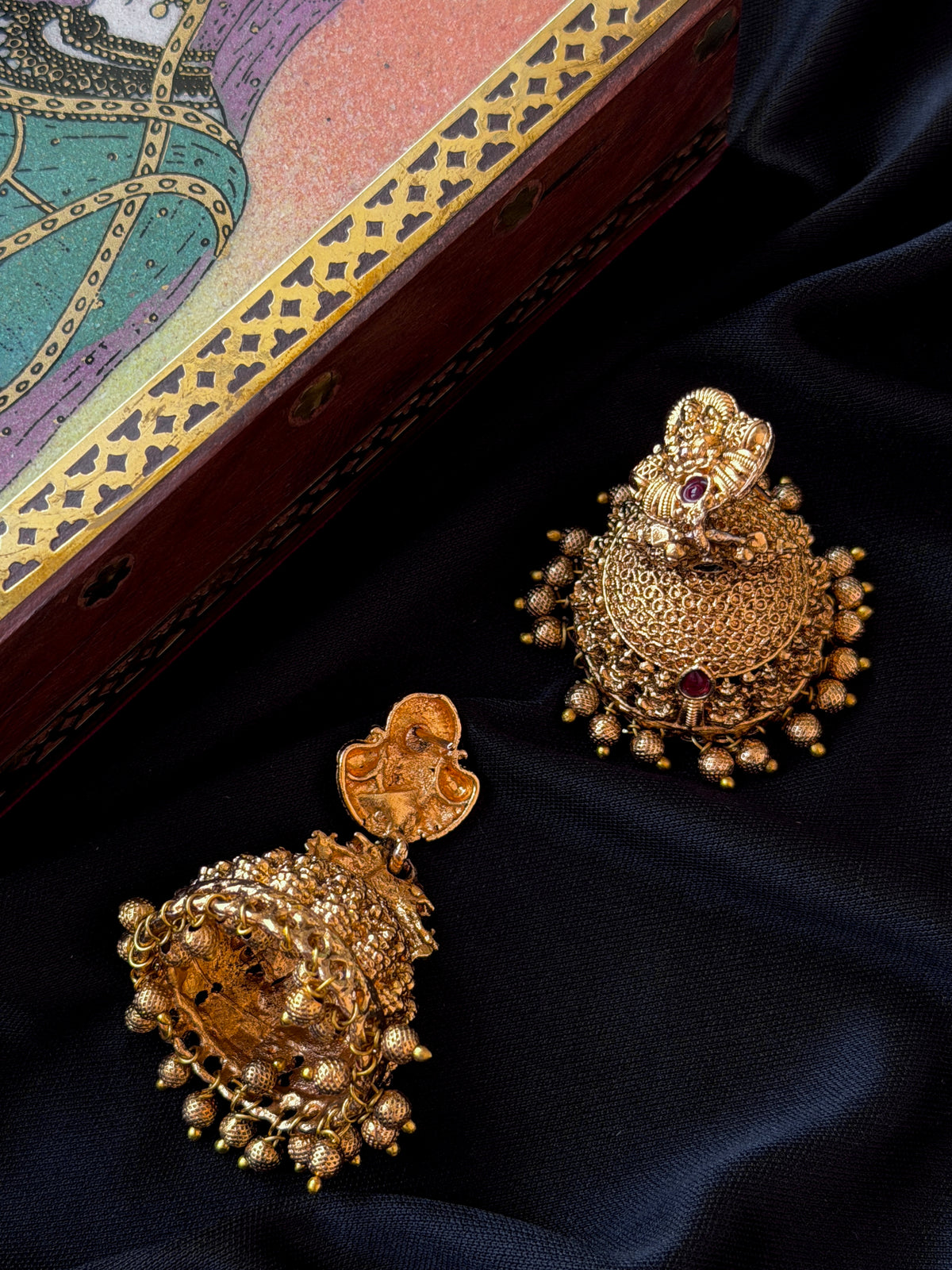 Matt Finish Golden Temple Earring
