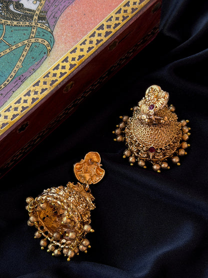 Matt Finish Golden Temple Earring