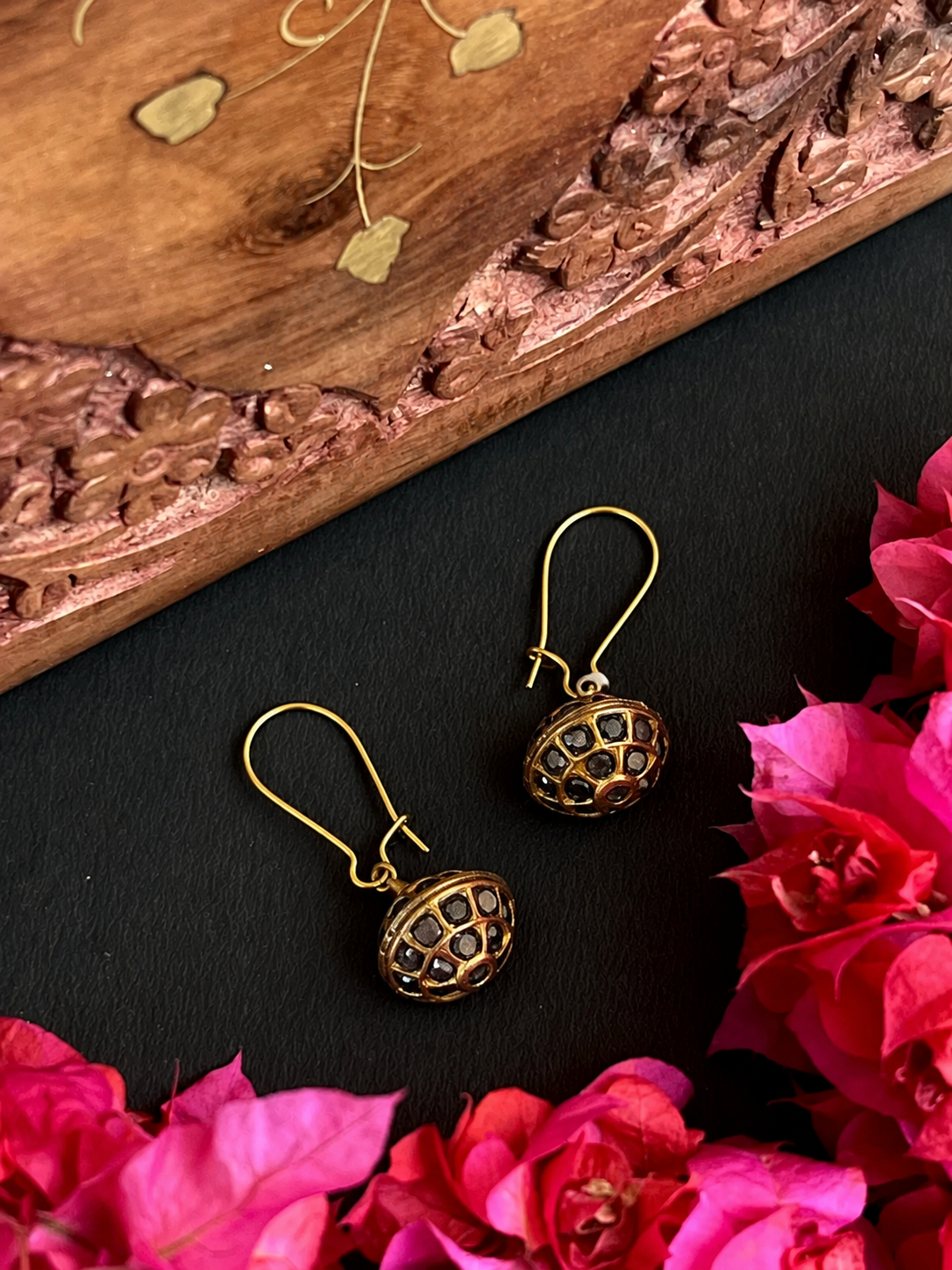 Golden Ball with Stone Jhumki Earring