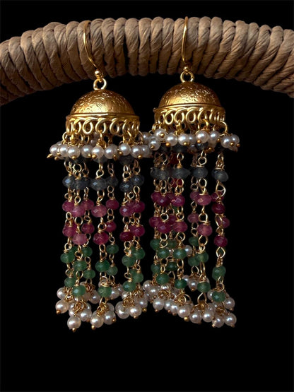 Beads Latkan Golden Jhumki Partywear Earring