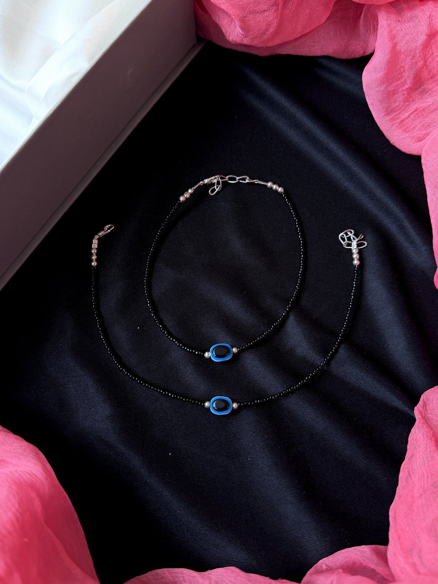 Black Beded Evel Eye Anklet