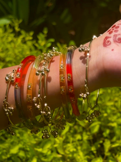 Acrylic Bangles with Metal Bangles set