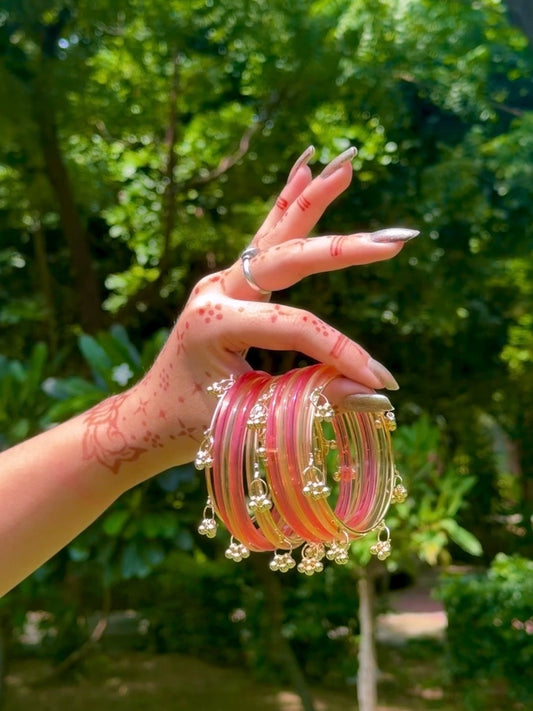Acrylic Bangles with Metal Bangles set