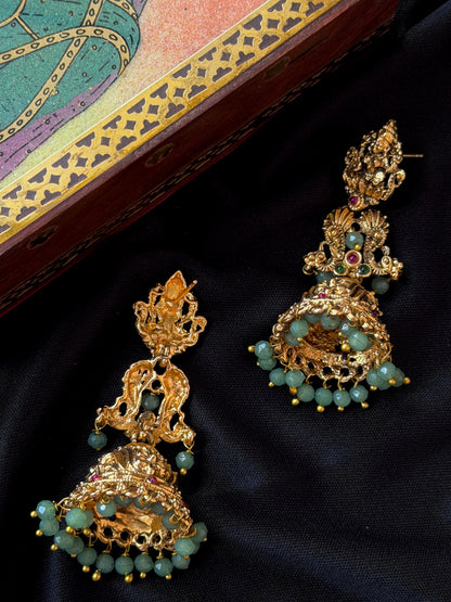 Matt Finish Golden Temple Earring