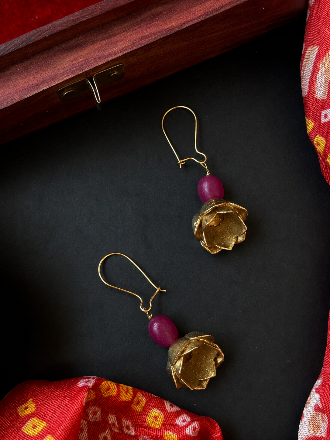 Stone Beaded Golden Trendy Earring