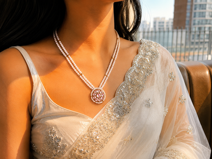 Pachi Kundan Pendant Pearl Mala Necklace