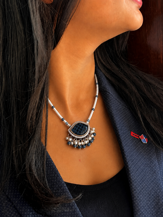 Monalisa with AD stone Pendant Beaded Mala Necklace