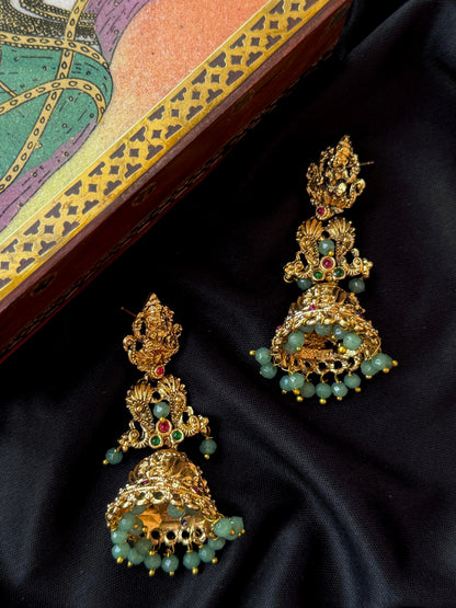 Matt Finish Golden Temple Earring