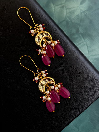 Natural Stones with Kundan Earring