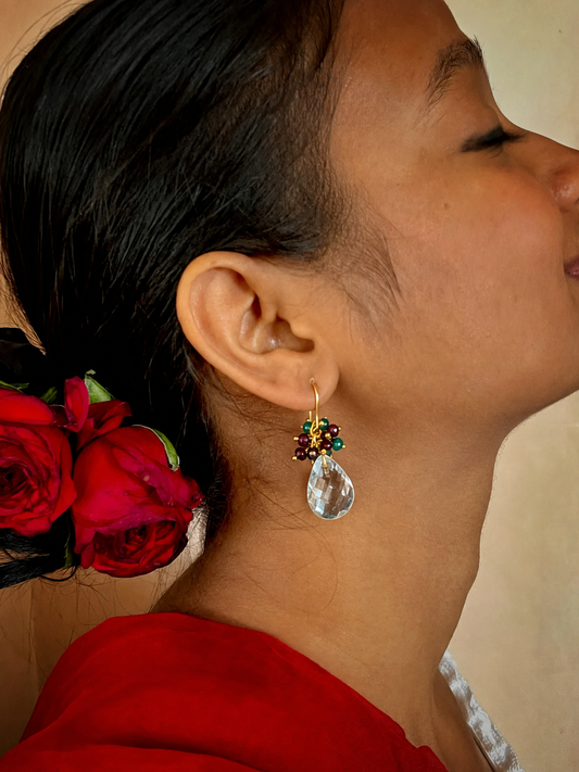 Crystal Stone Gold Plated 92.5 Silver Earring