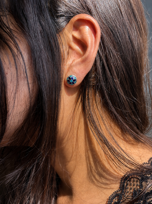 Meenakari 92.5 Silver Stud Earring