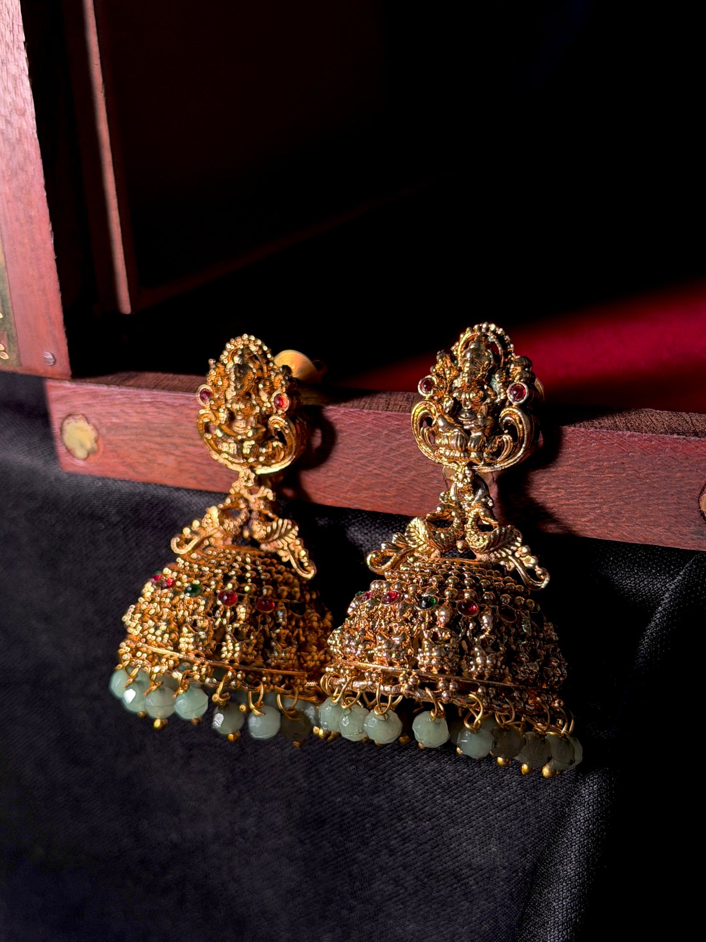 Matt Finish Partywear Golden Temple Earring