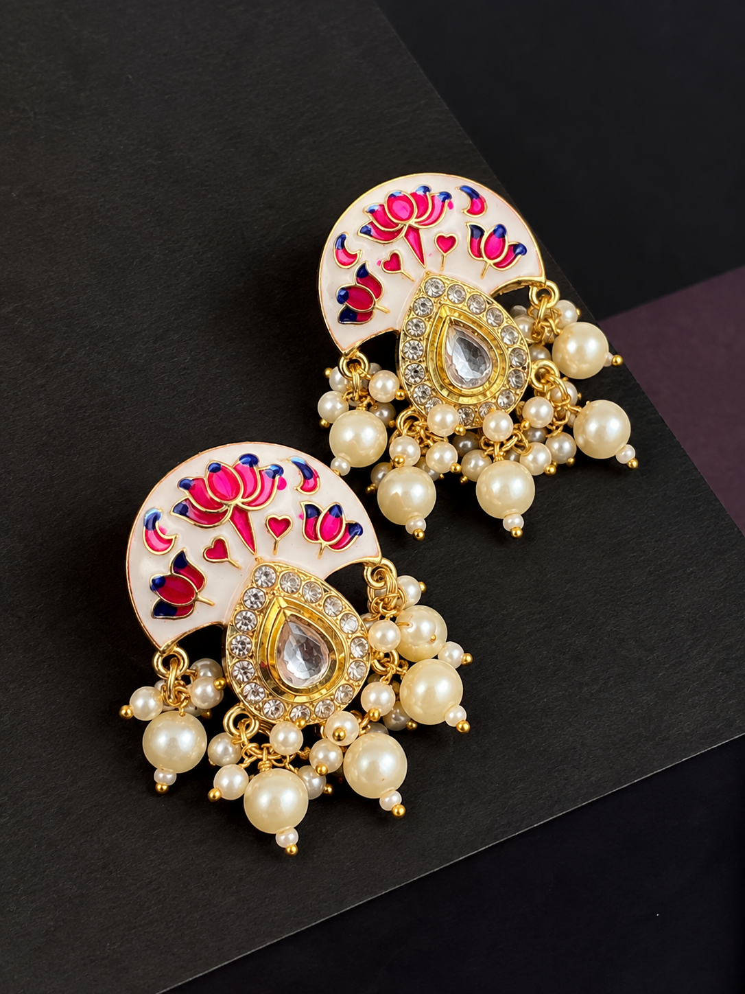 Meenakari Kundan Hand Painted Stud Earring