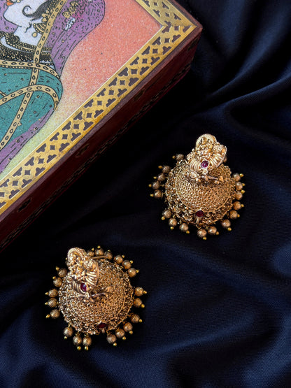 Matt Finish Golden Temple Earring
