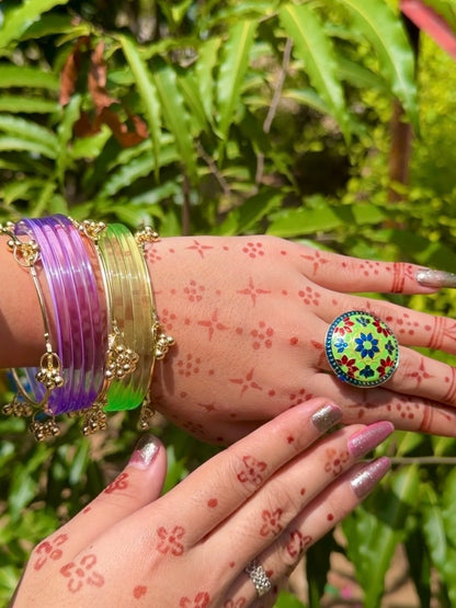 Acrylic Bangles with Metal Bangles set