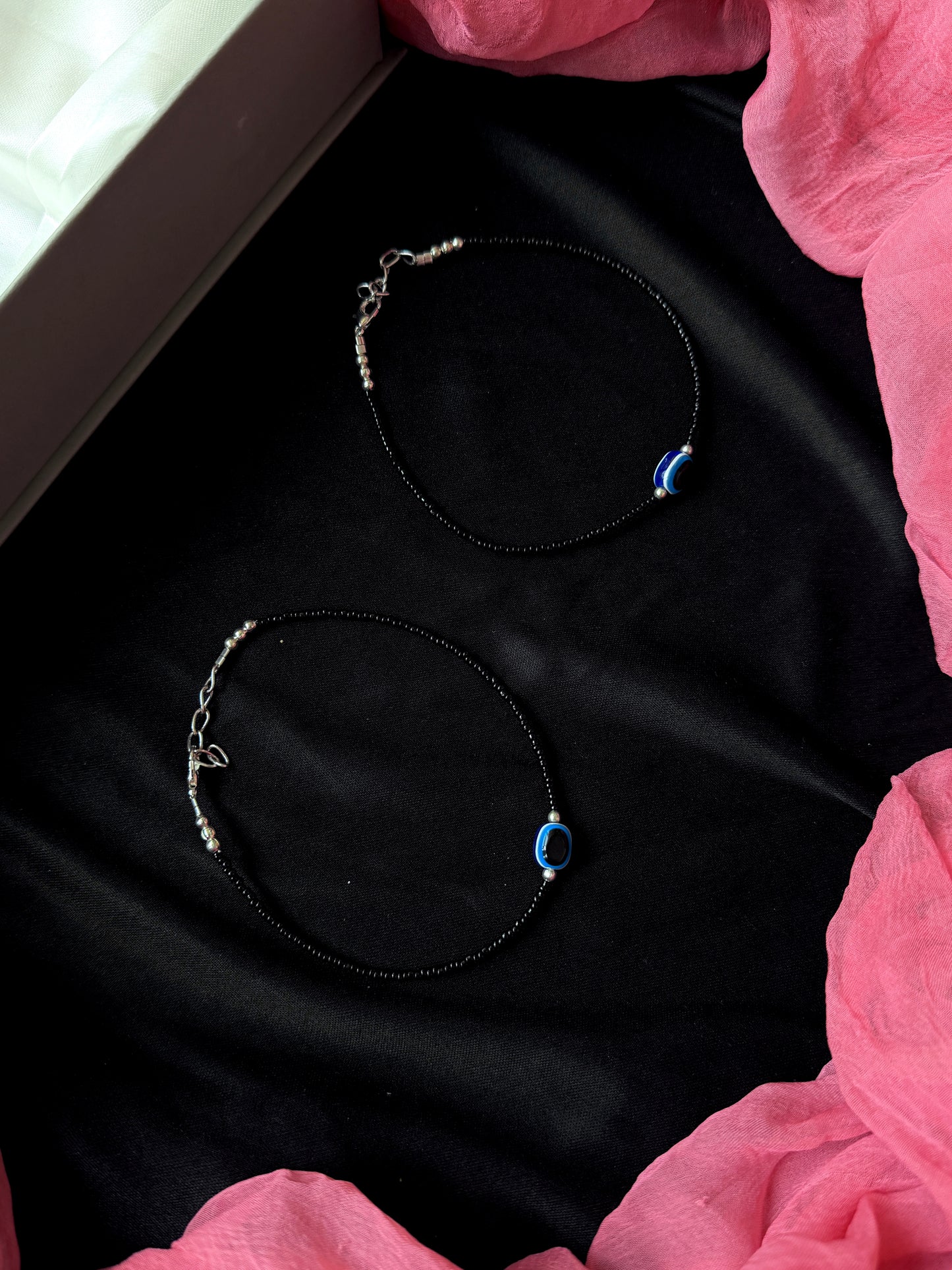 Black Beded Evel Eye Anklet

