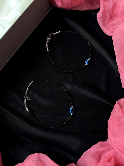 Black Beded Evel Eye Anklet

