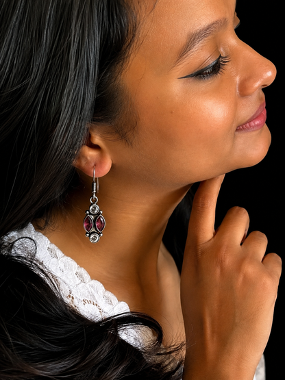 Monalisa Stone Hanging Silver Replica Earring