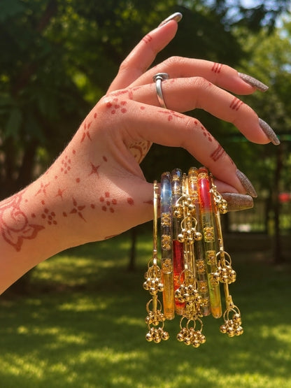 Acrylic Bangles with Metal Bangles set