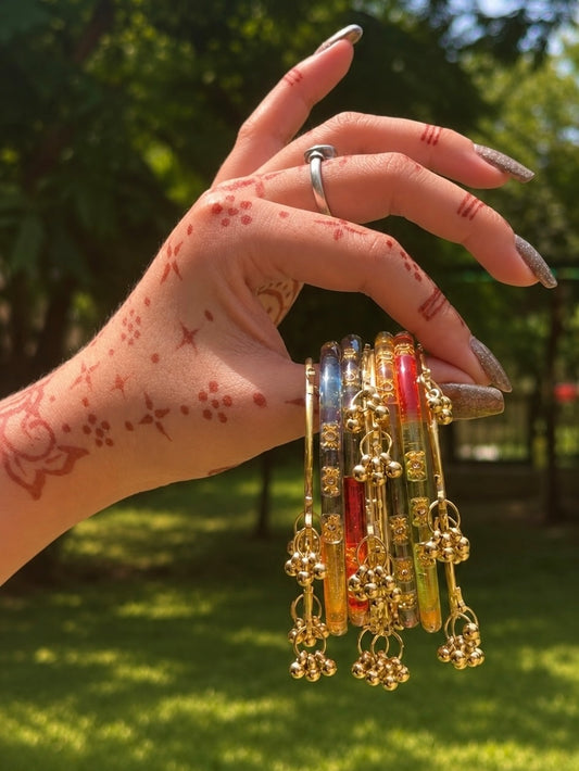 Acrylic Bangles with Metal Bangles set