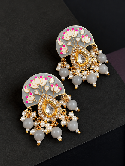 Meenakari Kundan Hand Painted Stud Earring