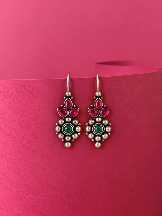 Oxidized Monalisa Stone Light weight Earring