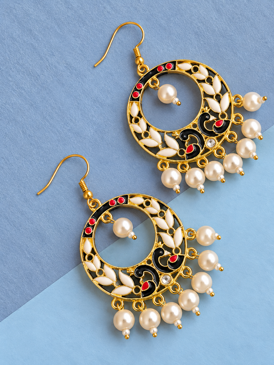 Meenakari Round shape Flower Print Earring