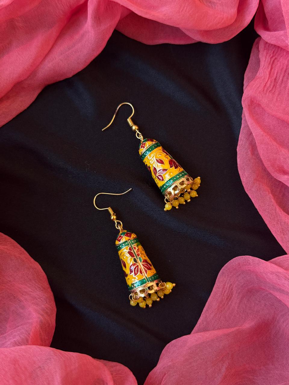 Meenakari Flower Print Earring