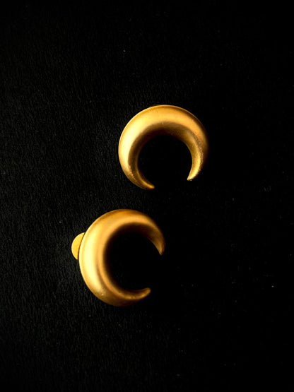 Golden Moon Shape Stud Earring