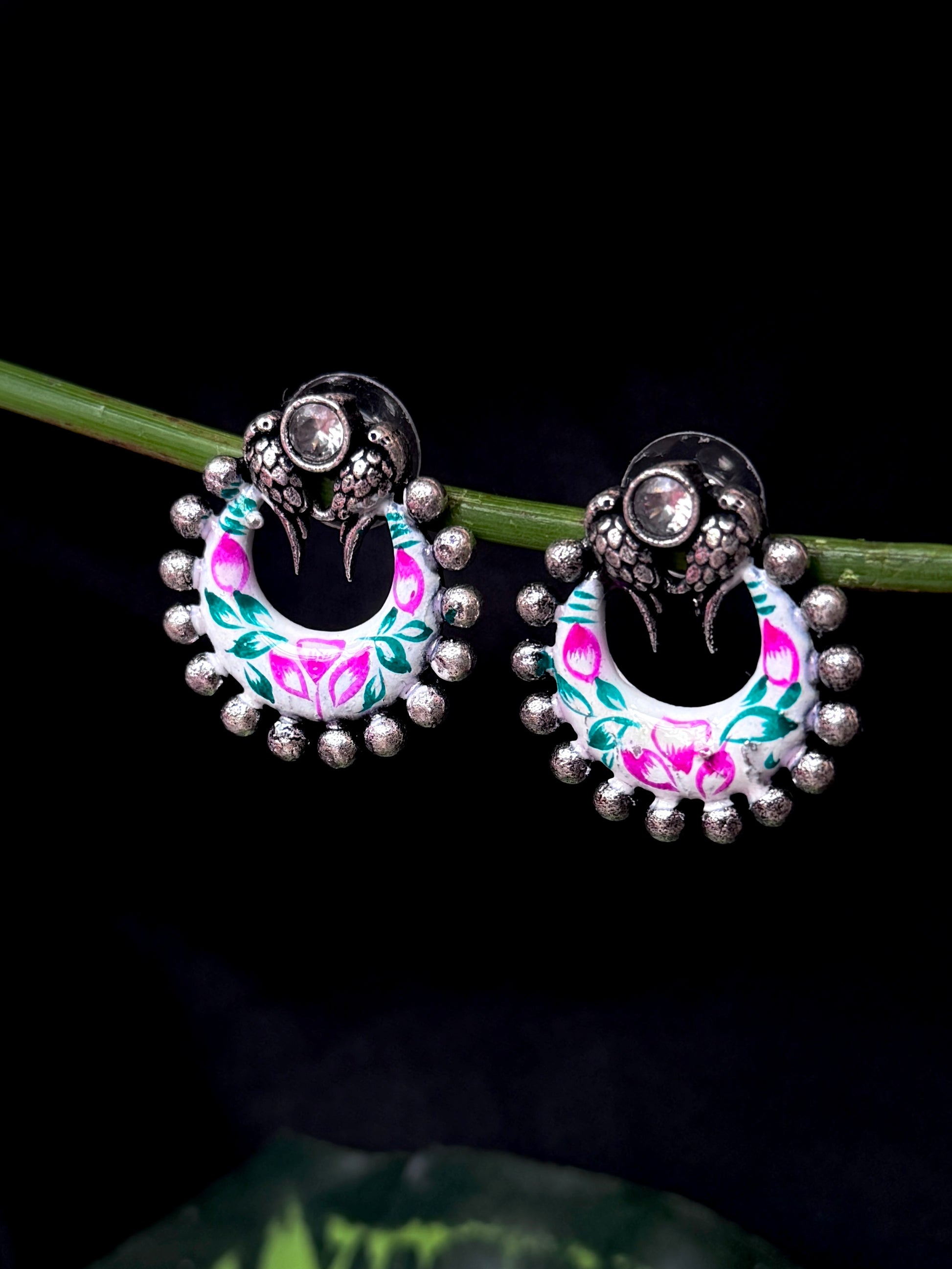 Hand Painted Silver Replica Earring