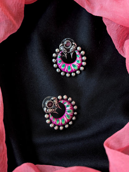 Hand Painted Silver Replica Earring