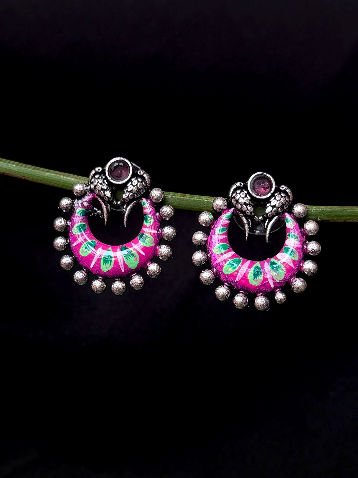 Hand Painted Silver Replica Earring