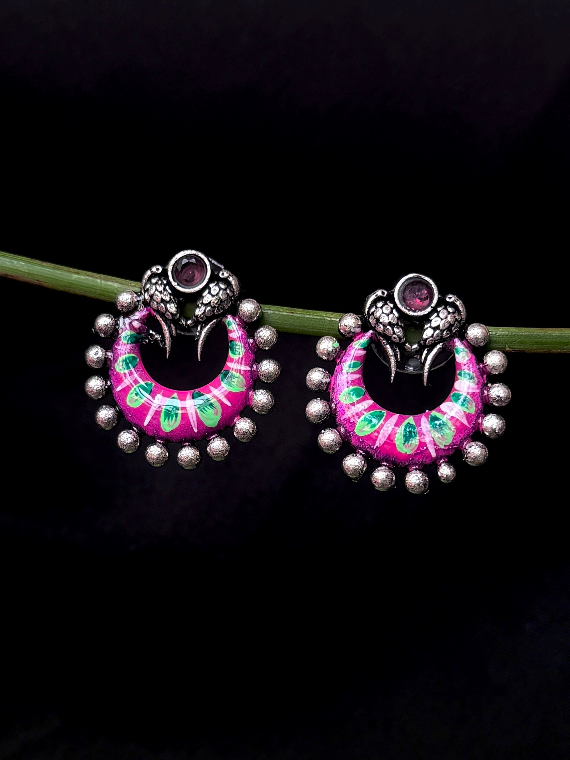 Hand Painted Silver Replica Earring