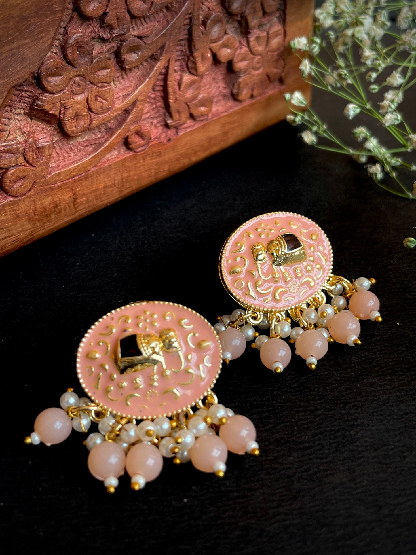 Meenakari Elephant Print Stud Earring